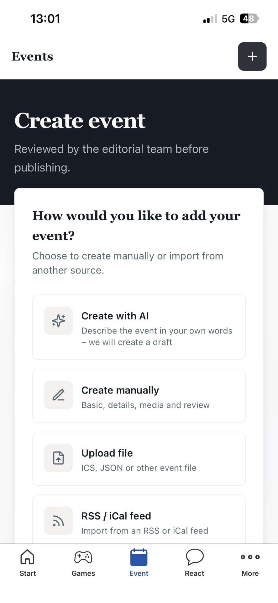 Submit an event